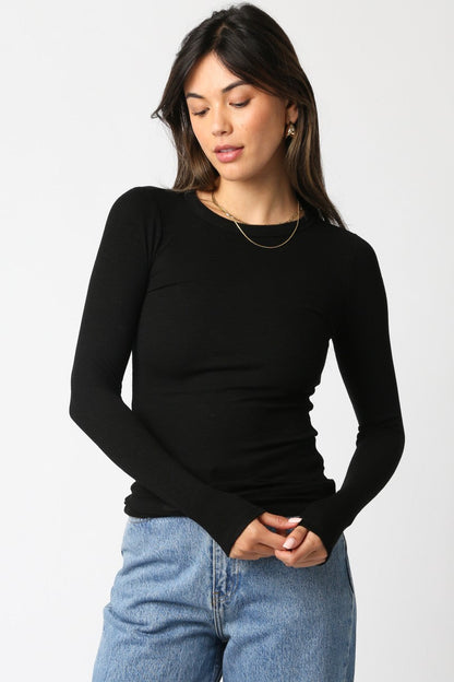 Long Sleeve Ribbed Crew Neck Top