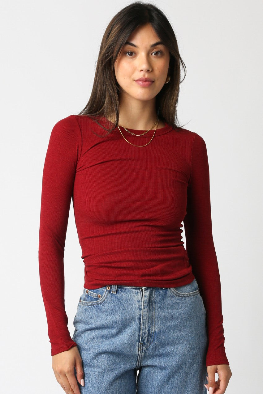 Long Sleeve Ribbed Crew Neck Top