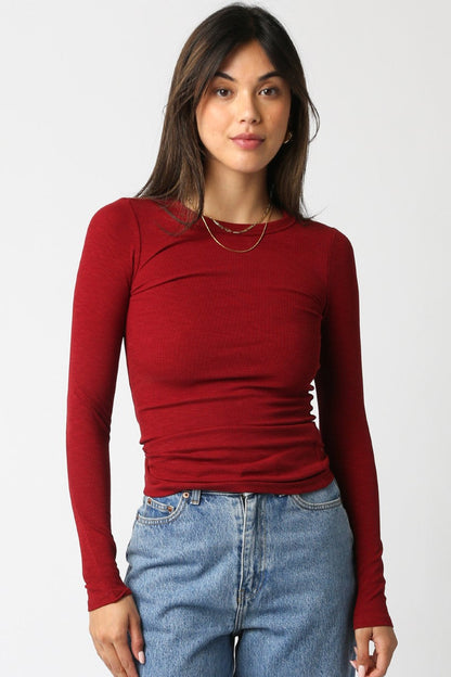 Long Sleeve Ribbed Crew Neck Top