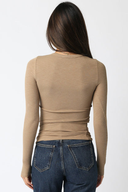 Long Sleeve Ribbed Crew Neck Top