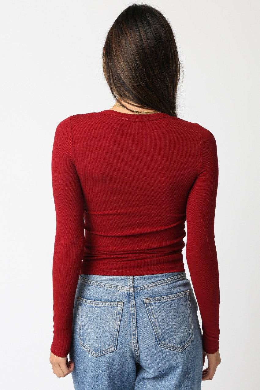 Long Sleeve Ribbed Crew Neck Top