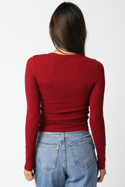 Long Sleeve Ribbed Crew Neck Top
