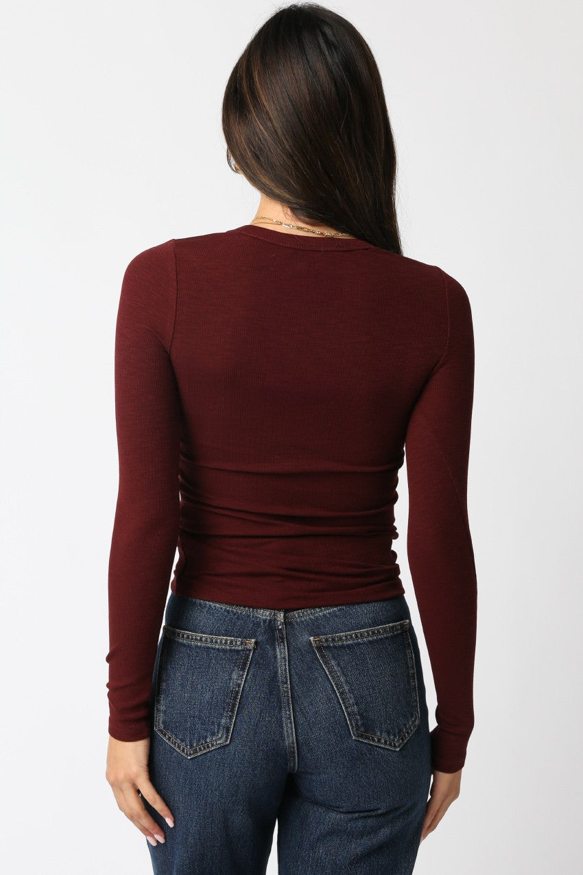Long Sleeve Ribbed Crew Neck Top