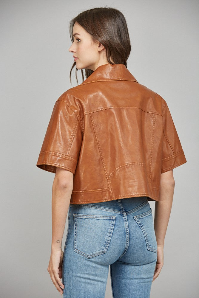Fate Short Sleeve Faux Leather Jacket