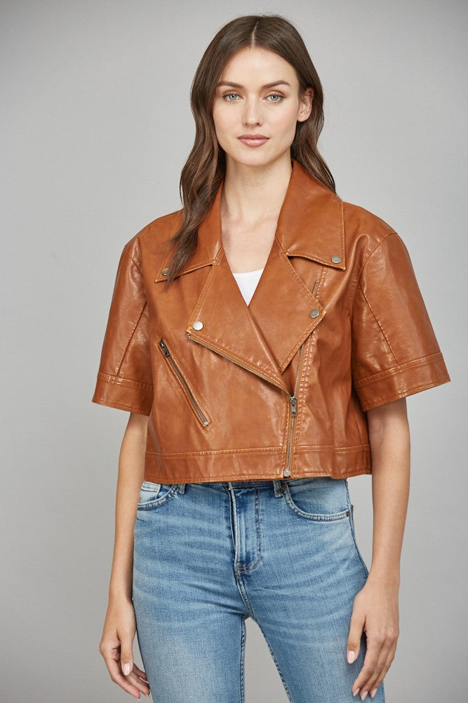 Fate Short Sleeve Faux Leather Jacket