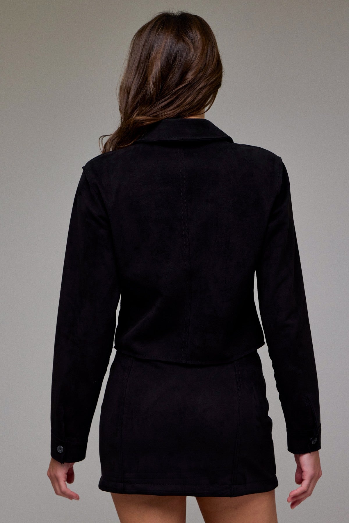 Hidden Shrunken Suede Button-Up Shirt