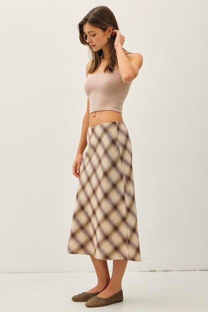 Plaid Midi Skirt