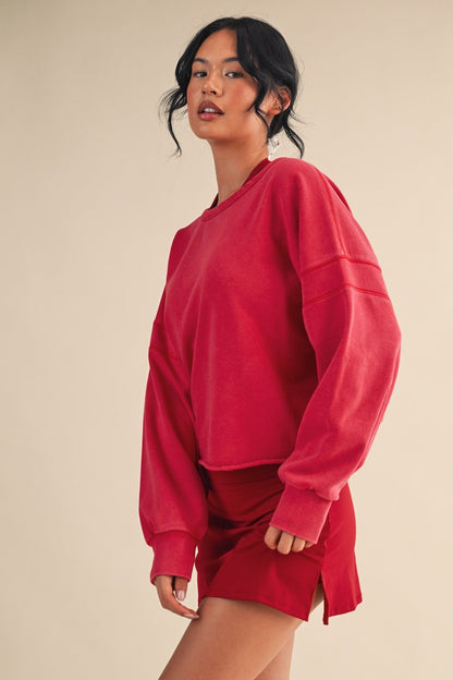 Mineral Wash Cutout Back Layering Sweatshirt