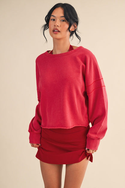 Mineral Wash Cutout Back Layering Sweatshirt