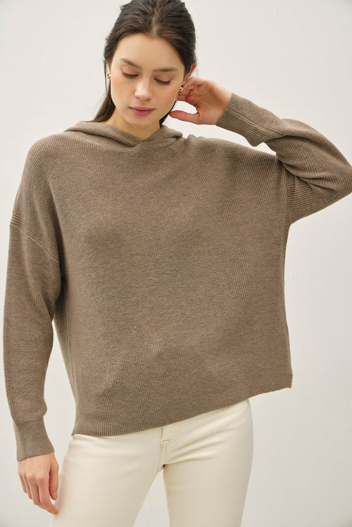 Ribbed Knit Hoodie Sweater