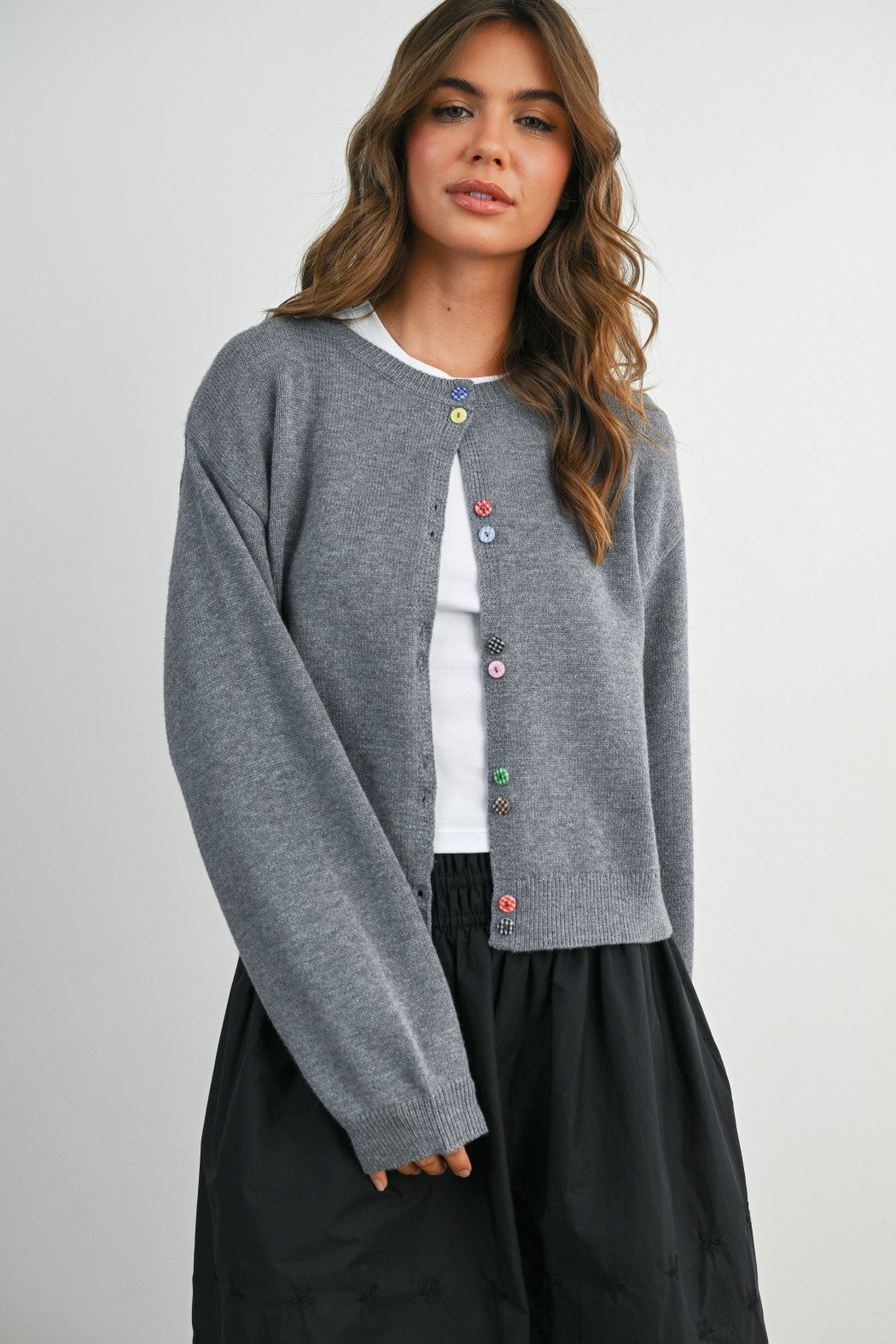 Long Sleeve Button Cropped Cardigan