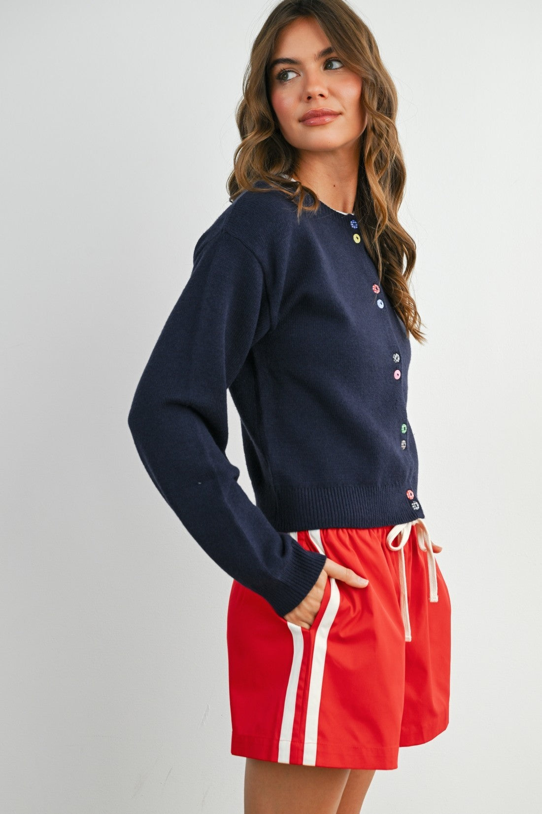 Long Sleeve Button Cropped Cardigan