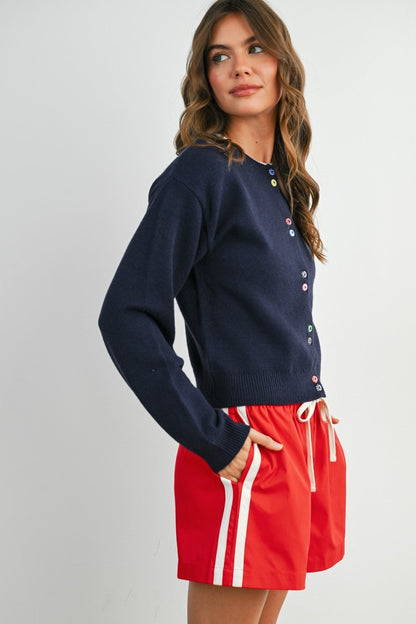 Long Sleeve Button Cropped Cardigan