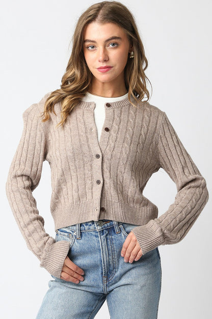 Cable Knit Cardigan Sweater
