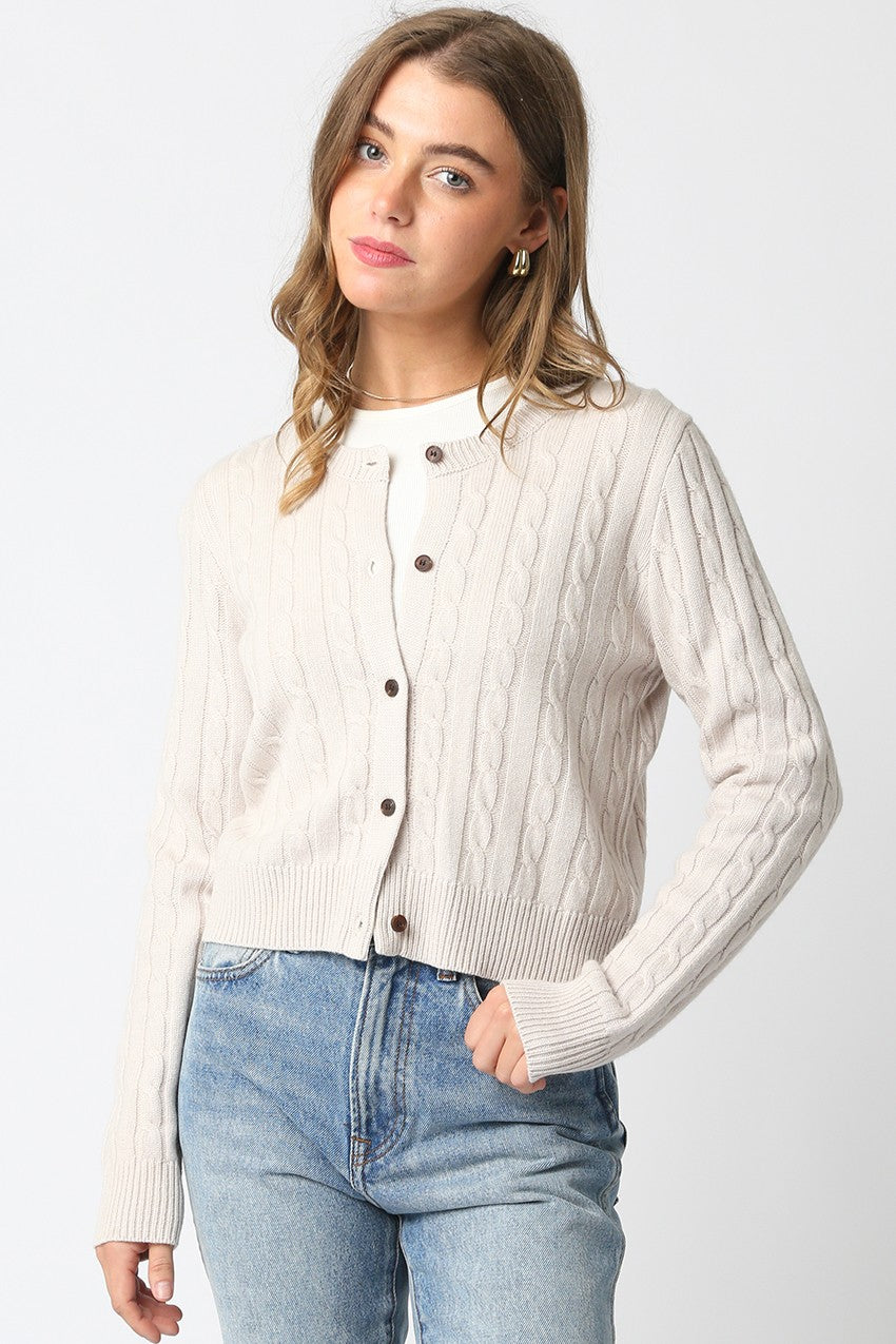 Cable Knit Cardigan Sweater