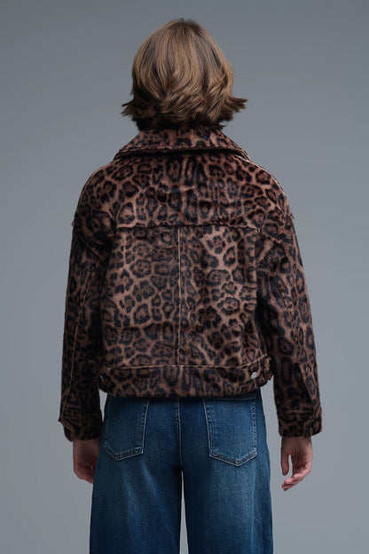Cropped Button-Up Faux Fuzzy Jacket