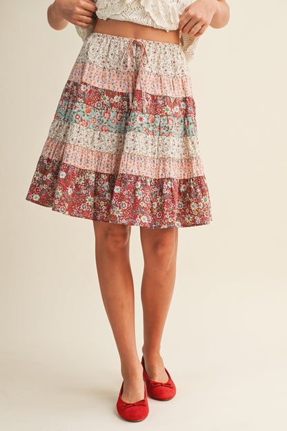 Floral Print A-Line Mini Skirt