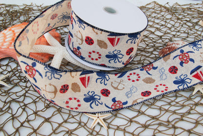 2.5" Wired Nautical Assortment Ribbon