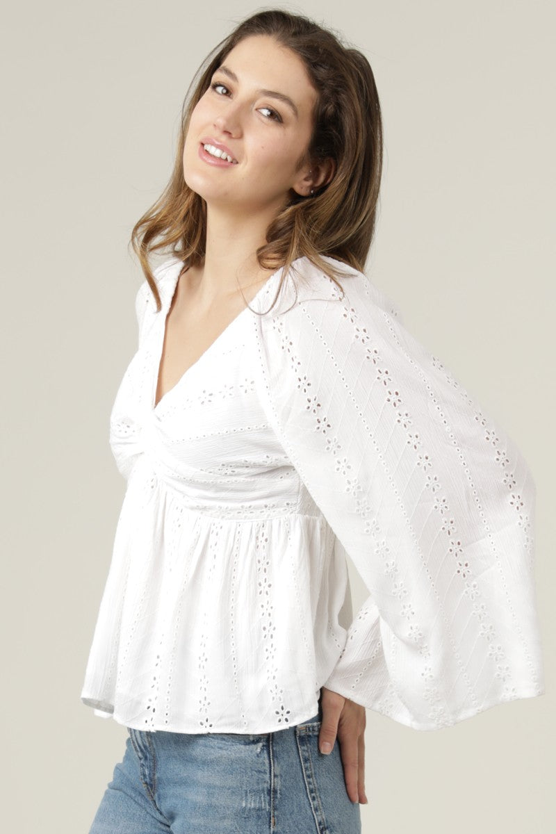 Eyelet Twist Front Blouse