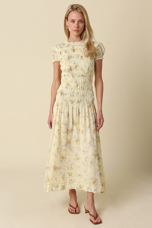 Puff Sleeve Printed Maxi Dress