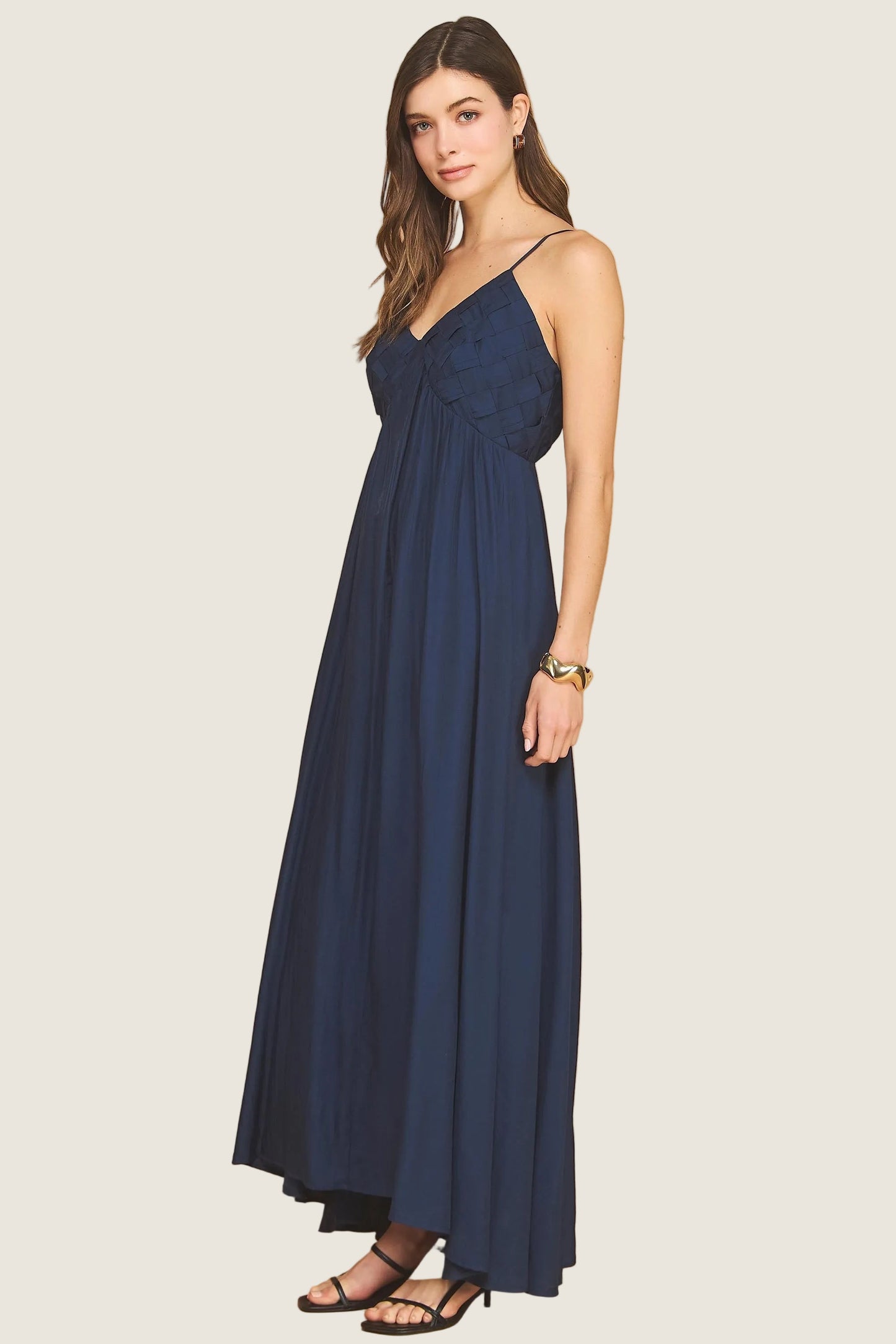 Lattice Bodice Sleeveless Maxi Dress