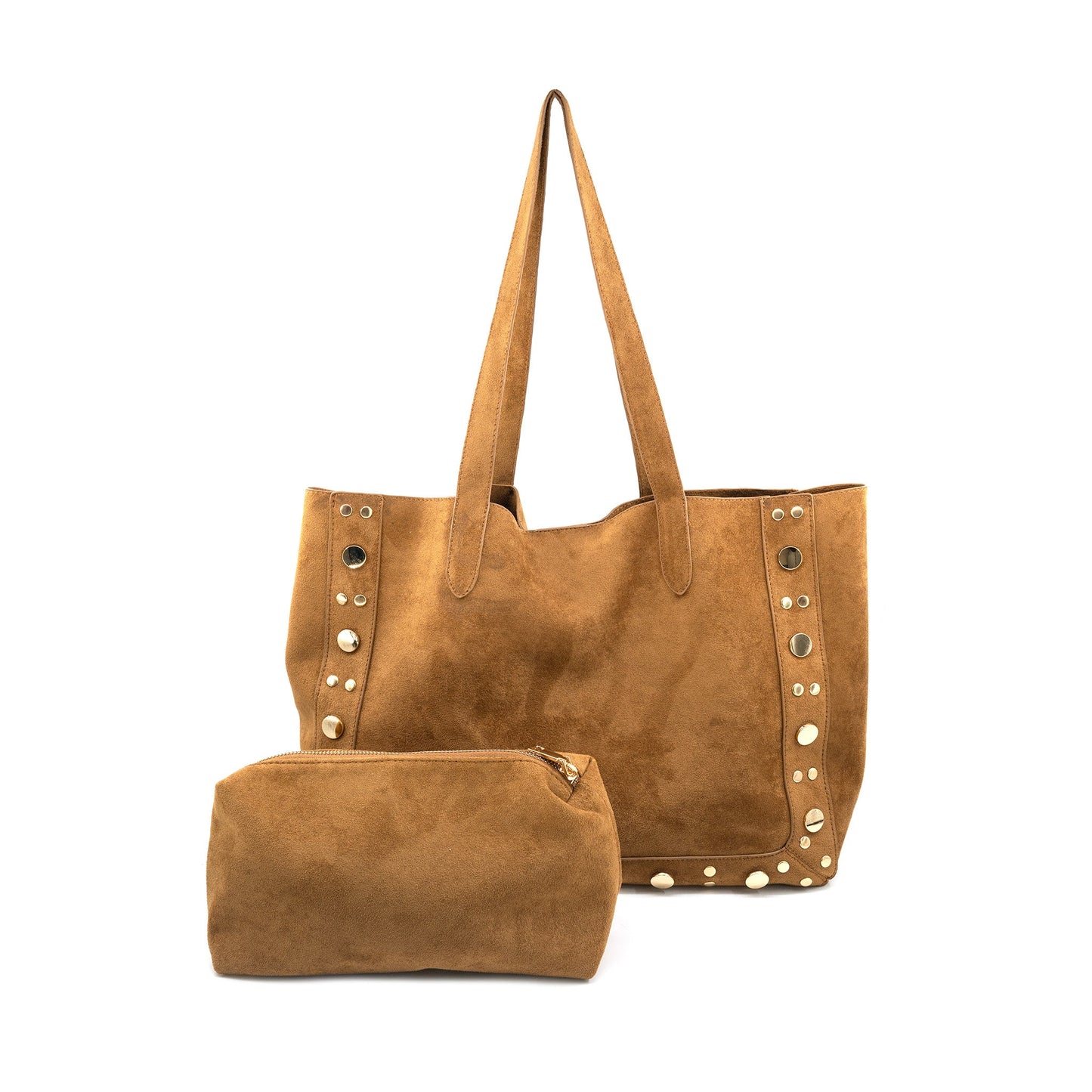 Large Studded Suede Tote Bag