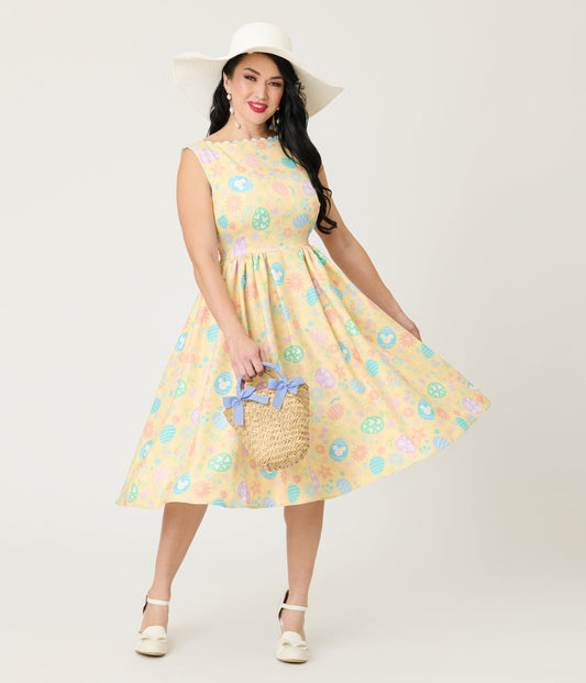 Disney Mickey & Friends Collection by Unique Vintage Yellow & Easter Egg Livvie Swing Dress