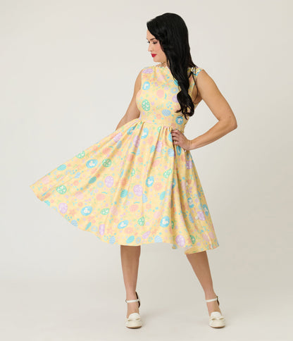 Disney Mickey & Friends Collection by Unique Vintage Yellow & Easter Egg Livvie Swing Dress