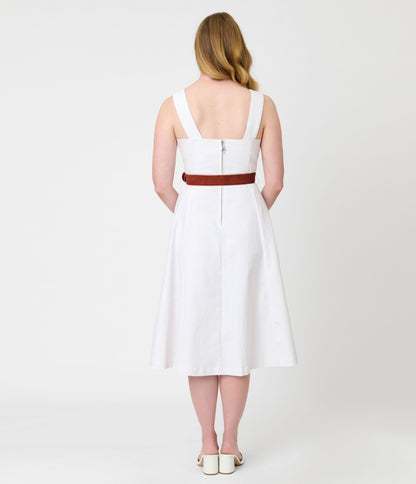 Barbie™ x Unique Vintage White Picnic Perfect Midi Dress
