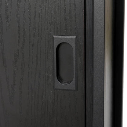 31.75"H Modern Industrial Black Oak Melamine Floor Cabinet with 2 Sliding Doors