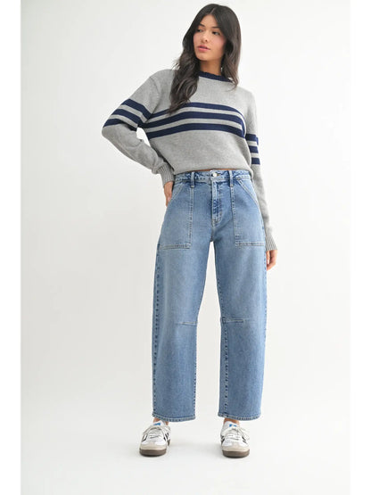 Just Black Denim Utility Barrel Jean