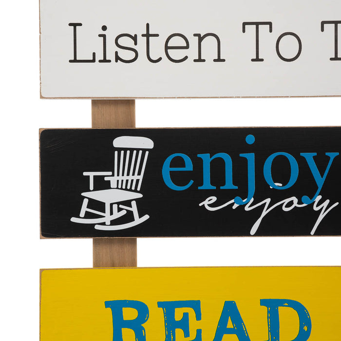 36.25"H Oversized Rustic Wooden Slats Porch Rules Sign Wall Sign