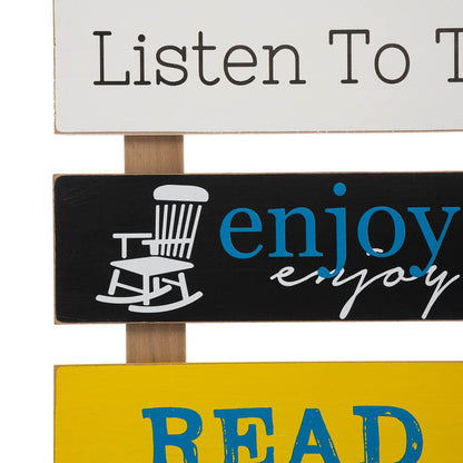 36.25"H Oversized Rustic Wooden Slats Porch Rules Sign Wall Sign