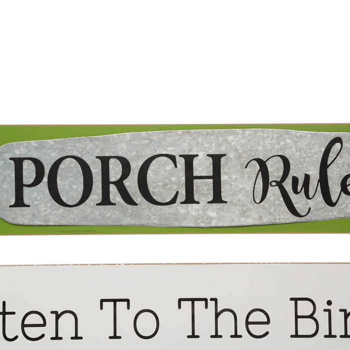 36.25"H Oversized Rustic Wooden Slats Porch Rules Sign Wall Sign