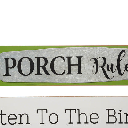 36.25"H Oversized Rustic Wooden Slats Porch Rules Sign Wall Sign