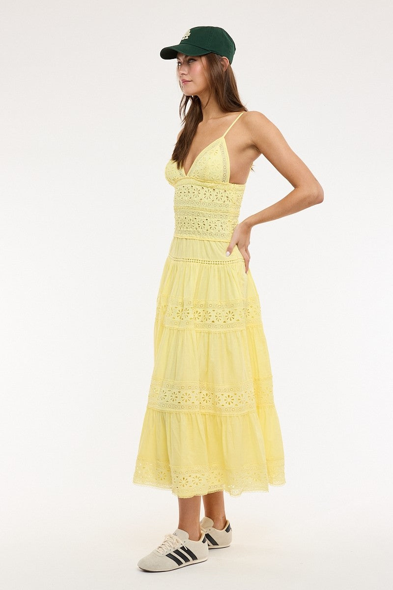 Floral Embroidered Lace Midi Dress