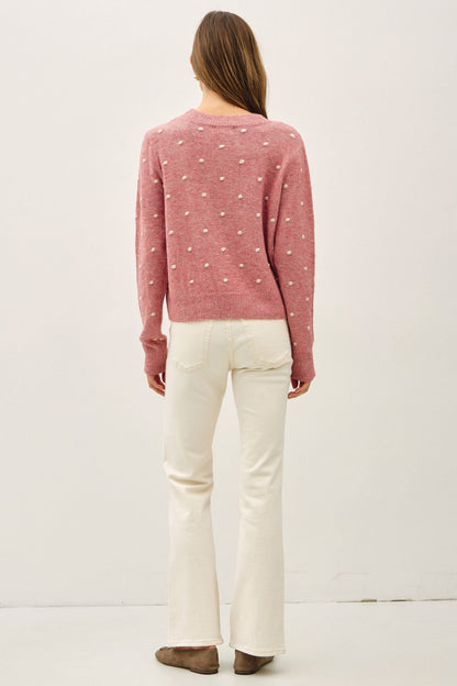 Dotted Knit Crewneck Sweater
