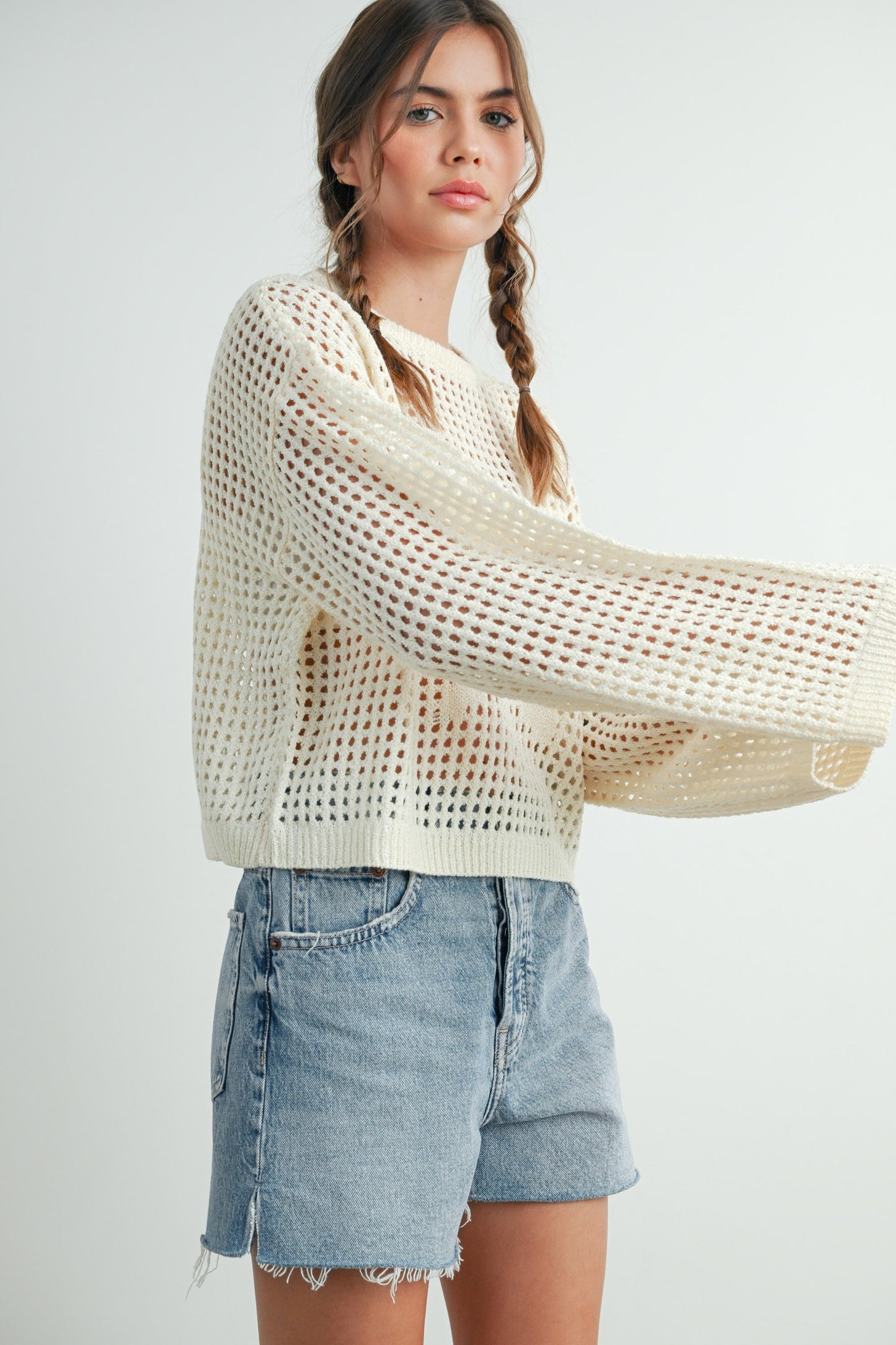 Loose Knit Crop Star Sweater