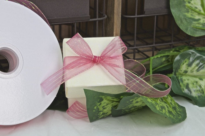 50 yards- Dusty Rose Corsage Ribbon (3/8" & 5/8")