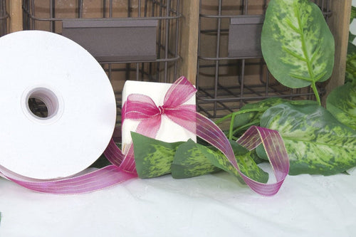 50 yards- Fuchsia Corsage Ribbon (3/8" & 5/8")