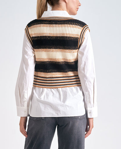 Elan Layered Stripe Sweater Top