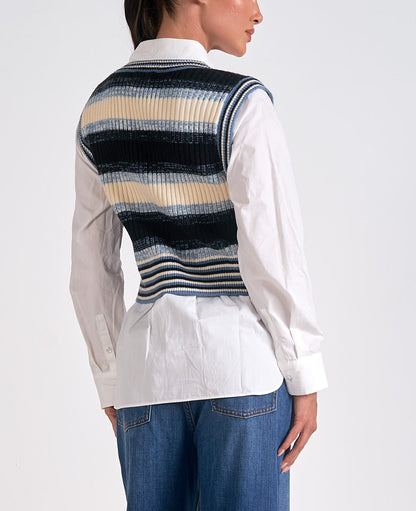 Elan Layered Stripe Sweater Top
