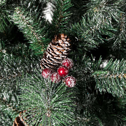 5ft Pre-Lit Green Flocked Pine Artificial Christmas Porch Tree with 130 Warm White Lights, Set of 2