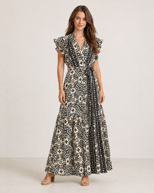 Ruffle Sleeve Wrap Dress