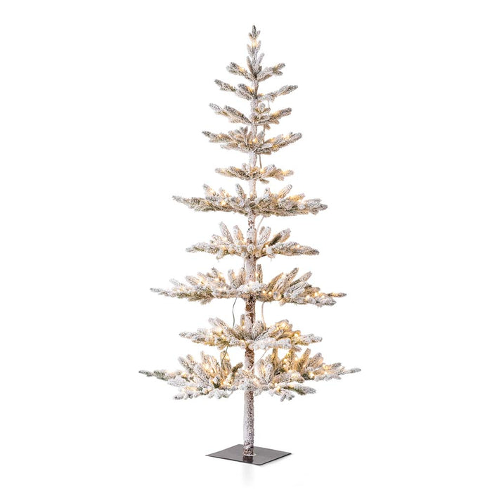 6ft Deluxe Pre-Lit Snow Flocked Pine Artificial Christmas Tree with 300 Warm White Lights