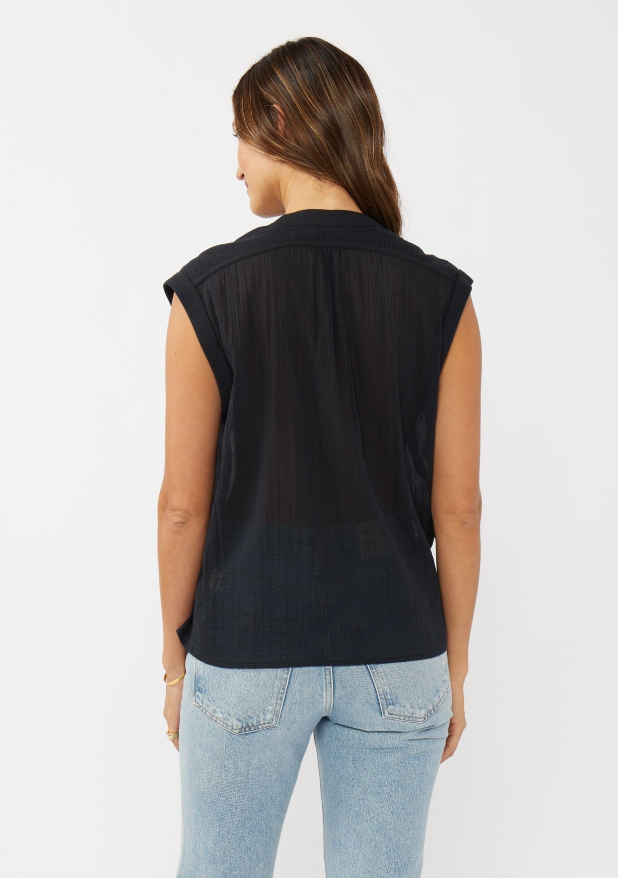Rolled Cap Sleeve Button Down