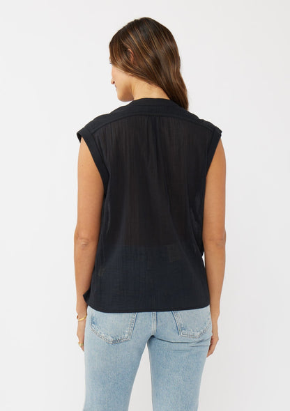 Rolled Cap Sleeve Button Down