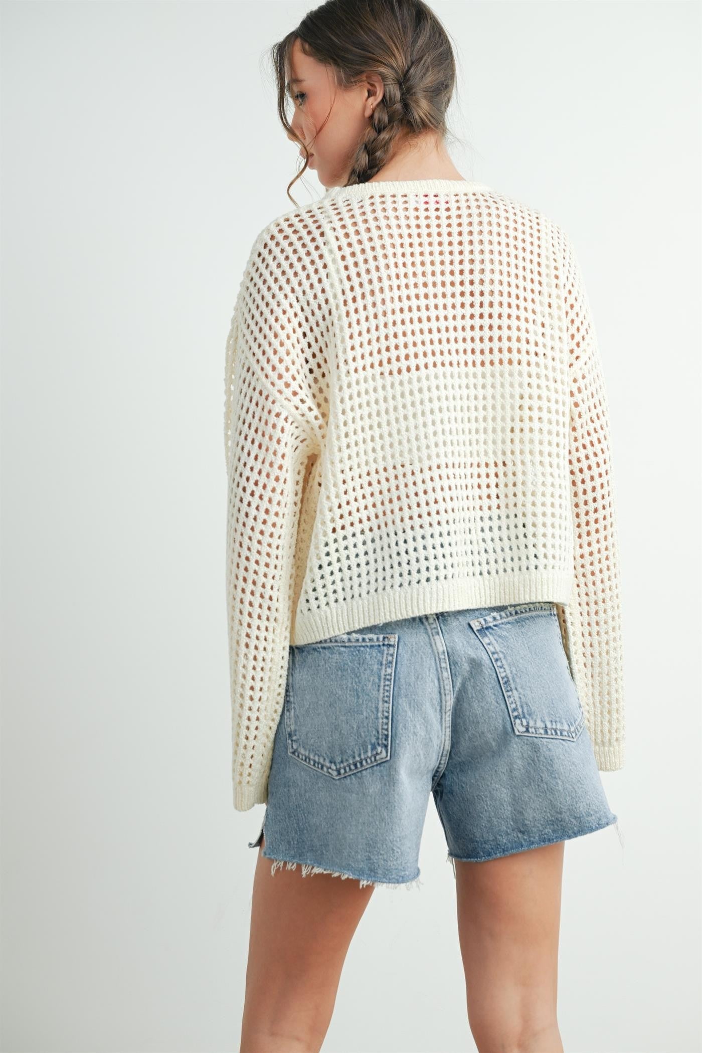 Loose Knit Crop Star Sweater