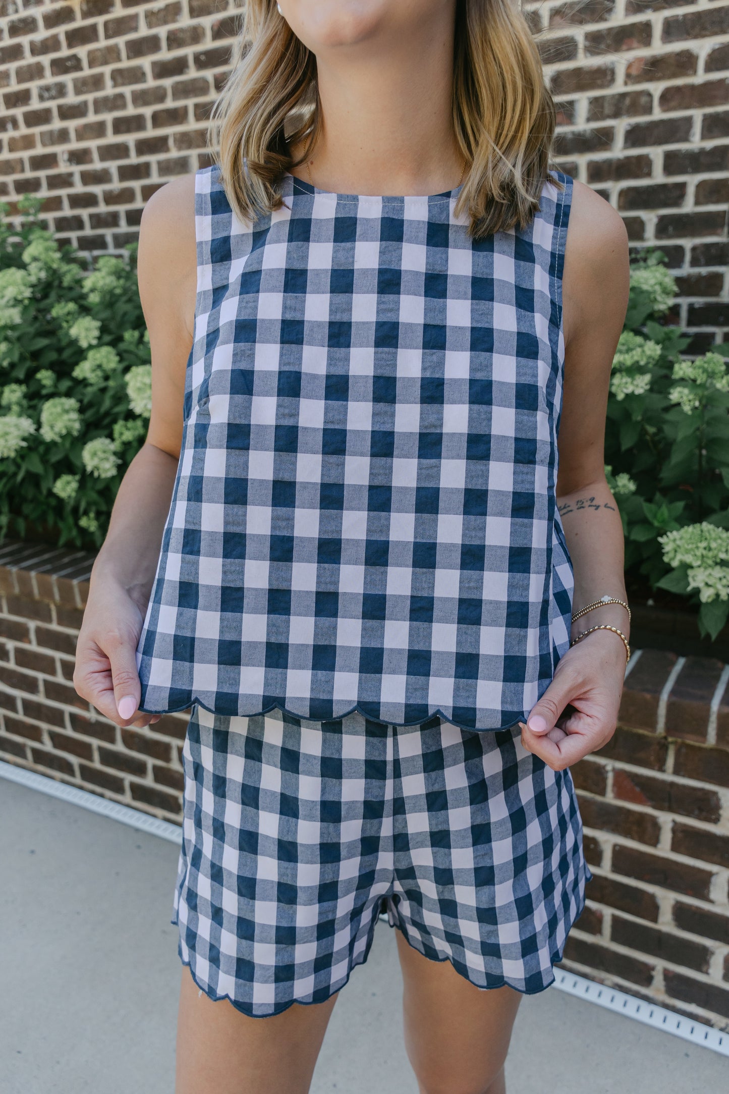 Liana Gingham Scalloped Shorts