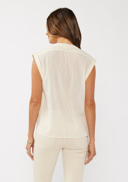 Rolled Cap Sleeve Button Down
